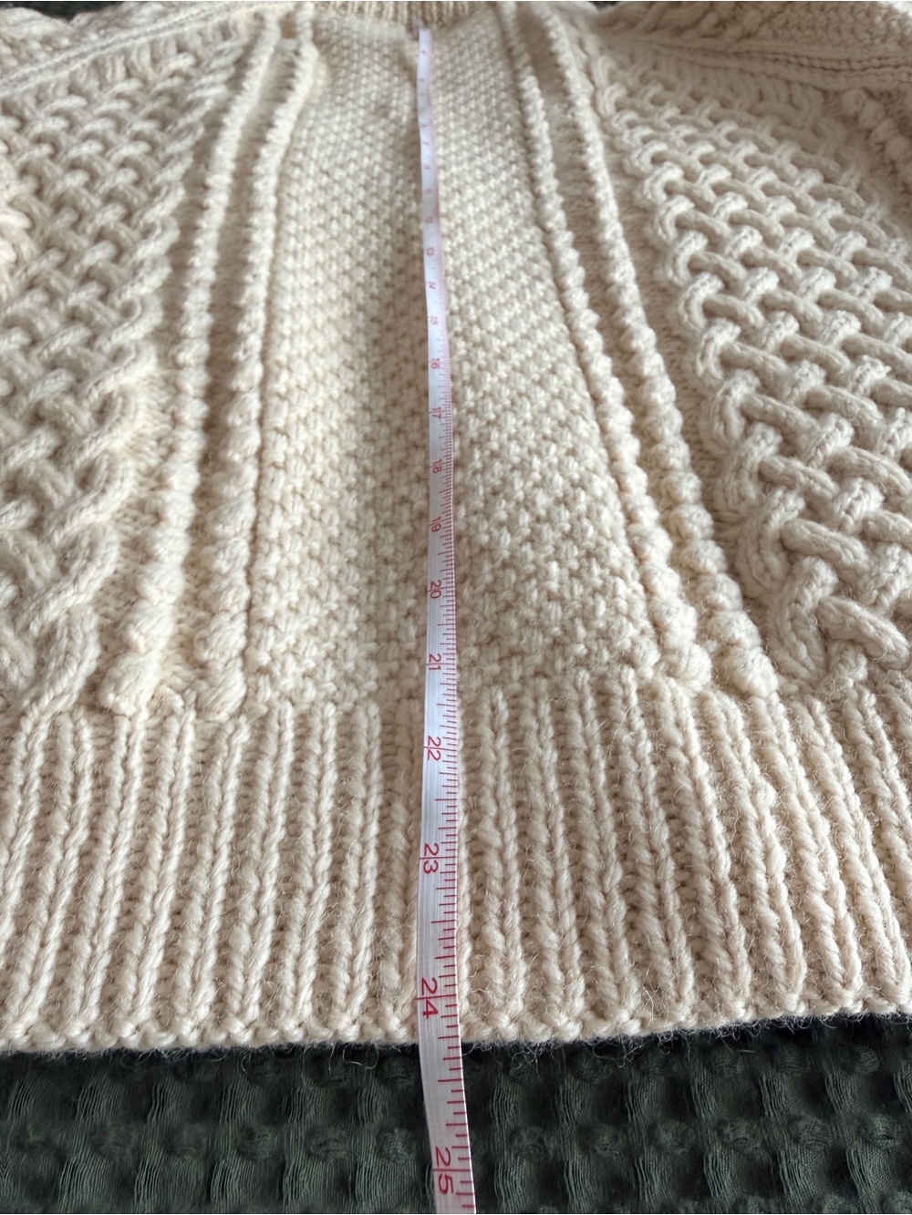 Inverallan 4A Cream Aran Cable Knit Cardigan Sweater - Picture 3 of 7